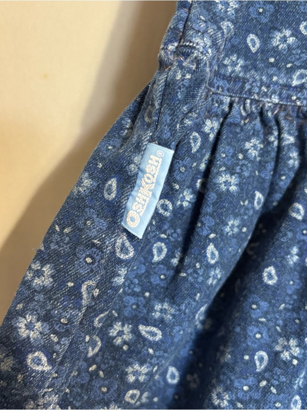 OshKosh B’Gosh Toddler’s size 5 Navy Floral Button-Front Denim Dress - Picture 3 of 7